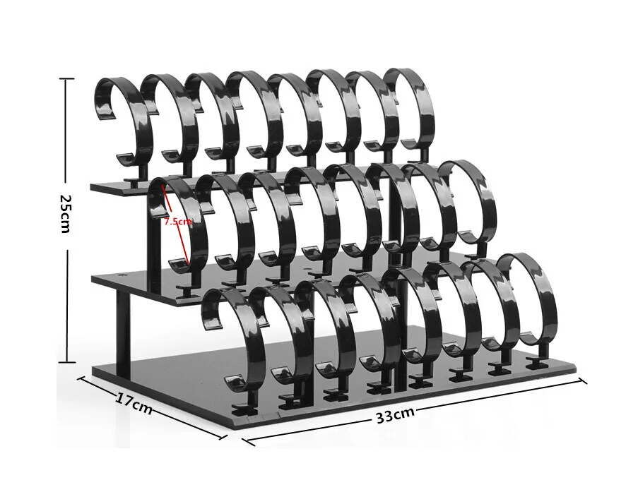 Черный цвет трехслойная подставка для часов стойка держатель шоу Стенд 5 шт./лот
