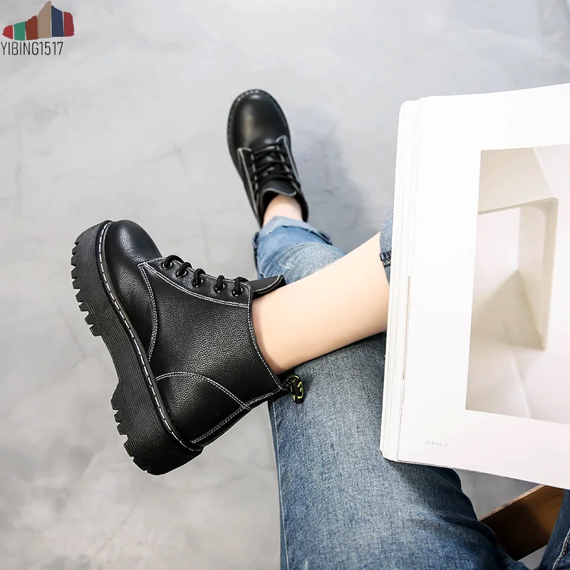 YIBING1517/2019 модные теплые зимние ботильоны Ботинки martin из микрофибры на плоской