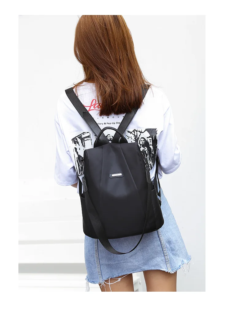 2018 oxford anti roubo mochila feminina preto