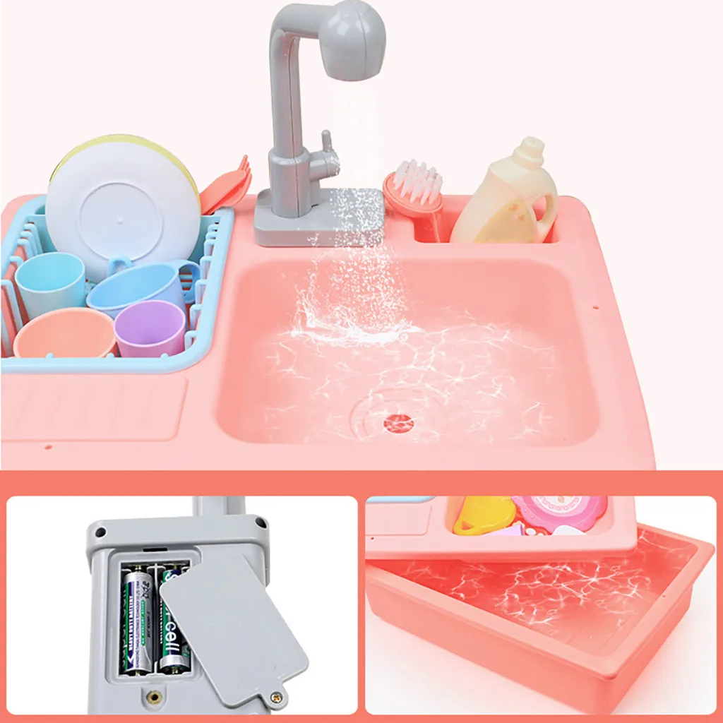 Mudança de Cor Crianças Brinquedos Pretend Play Kitchen Sink Calor Sensível Termocrômico Dishwash Playhouse Tool Kit Casa Limpa 9 Brinquedos de cozinha