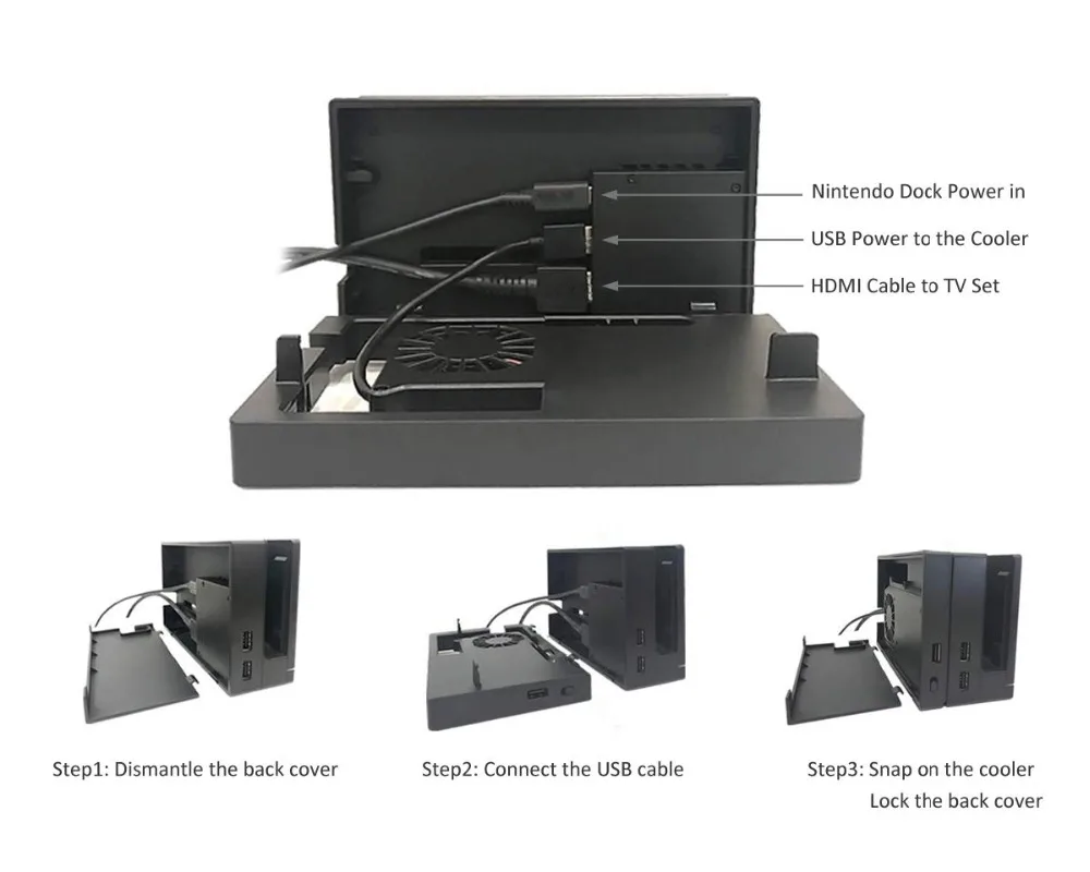 Для nintendo Switch ТВ-Док-станция с кулером и переключателем, NS док-станция, охлаждающий вентилятор, система воздушного потока, USB внешний контроль температуры, крутой