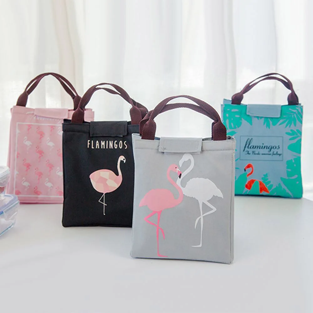 Термосумка с фламинго, черная Водонепроницаемая оксфордская Пляжная сумка для ланча, сумка для еды, пикника, сумка-холодильник для женщин, детей, мужчин, новинка