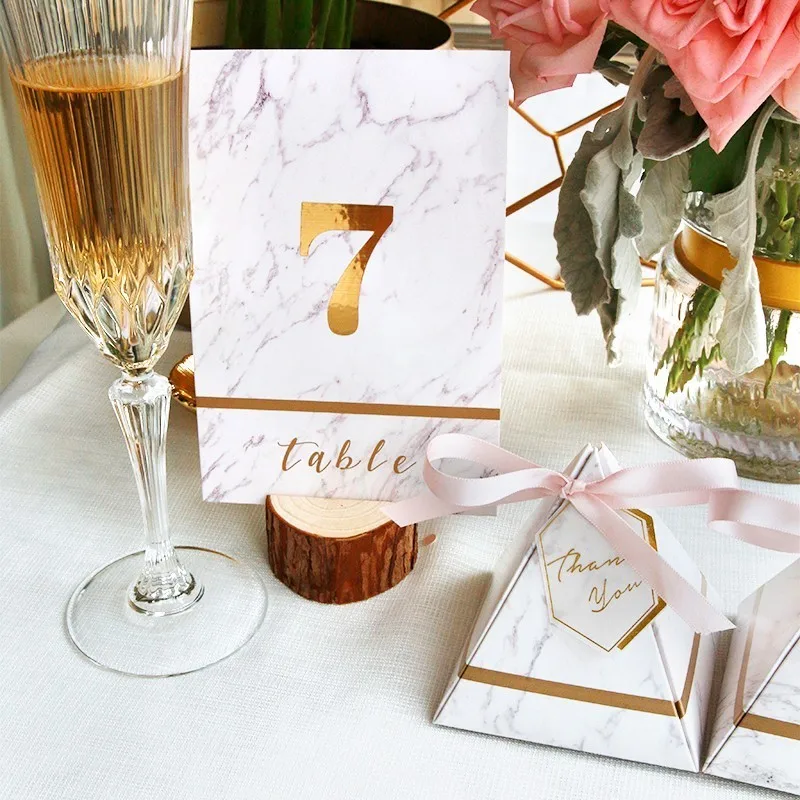 

New Europe Triangular Pyramid Style Number Table Card for Wedding Favors Party Supplies Decoration Place Cards Holders