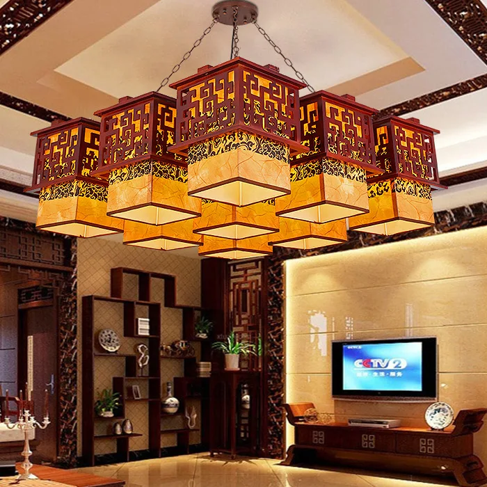 

Chinese style Wooden Pendant Lights solid wood living room dining room Pendant lamp creative bedroom study corridor ZS37