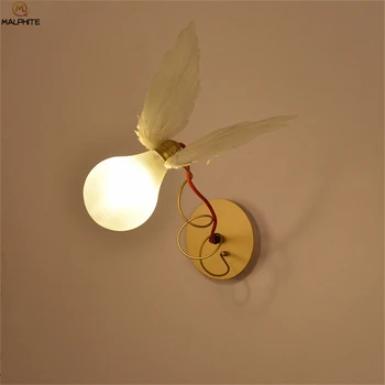 

Nordic Angel Feather LED Wall Lamp LED Copper Wire Winding Adjustable Wall Light Restaurant industrial Decor Lighting Luminaire