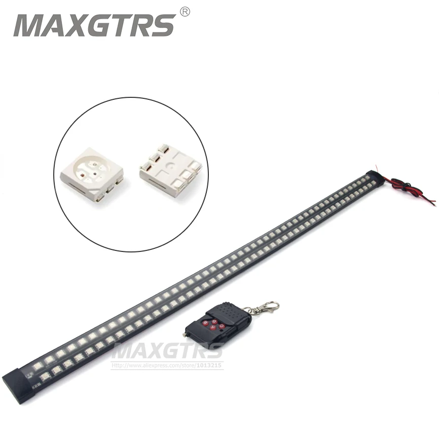 

Double Row 20 Modes Infrared Remote Control Change Color RGB 56CM 96LED Car LED Knight Rider Lightsbar Light Waterproof