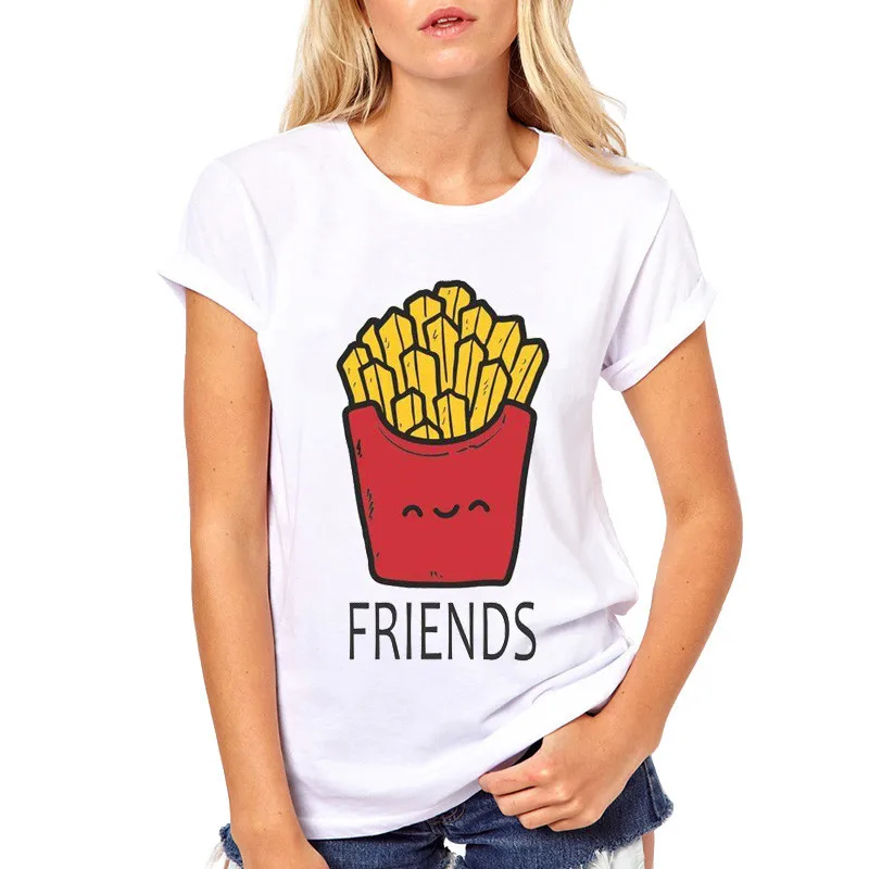 BFF Hamburger chips juice best friends 3 forever t shirt women Homme Summer tops t-shirt Plus Size casual Tee