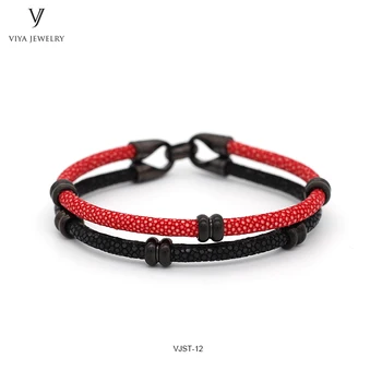 

Classic Black$Red Mixed Color Stingray Leather Men Bracelet Trendy Two Colors Men Stingray Bracelets Best Gift For Famous Watch