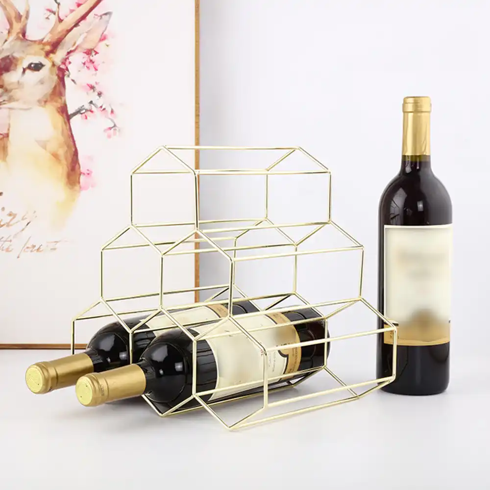 Geometric Iron 6 Bottle Wine Rack Metal Freestanding Kitchen Storage Stand Wine Cabinet Grape Wine Shelf Display Bar Beautiful Aliexpress