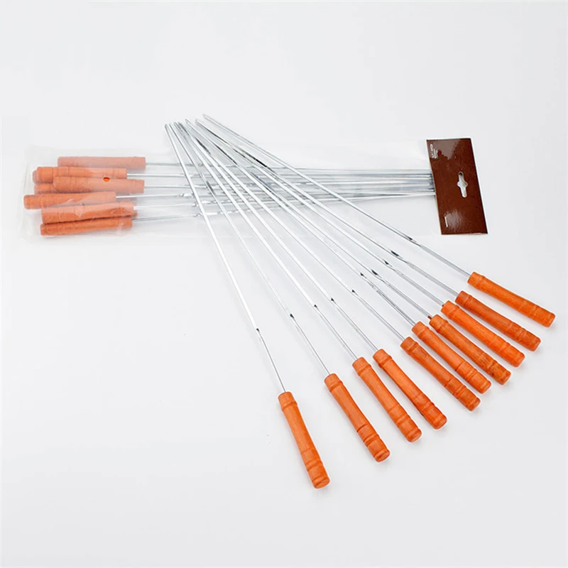Hot sale Barbeque Skewers 10pcs x 16.5''/42cm Metal Meat Skewers w