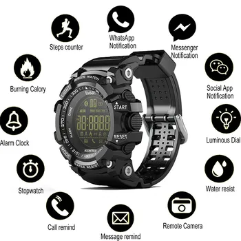 

Camouflage Smart Watch Men EX16 Luminous Sport Smartwatch Notification Remote Control Pedometer Clock IP67 Waterproof Wristwatch