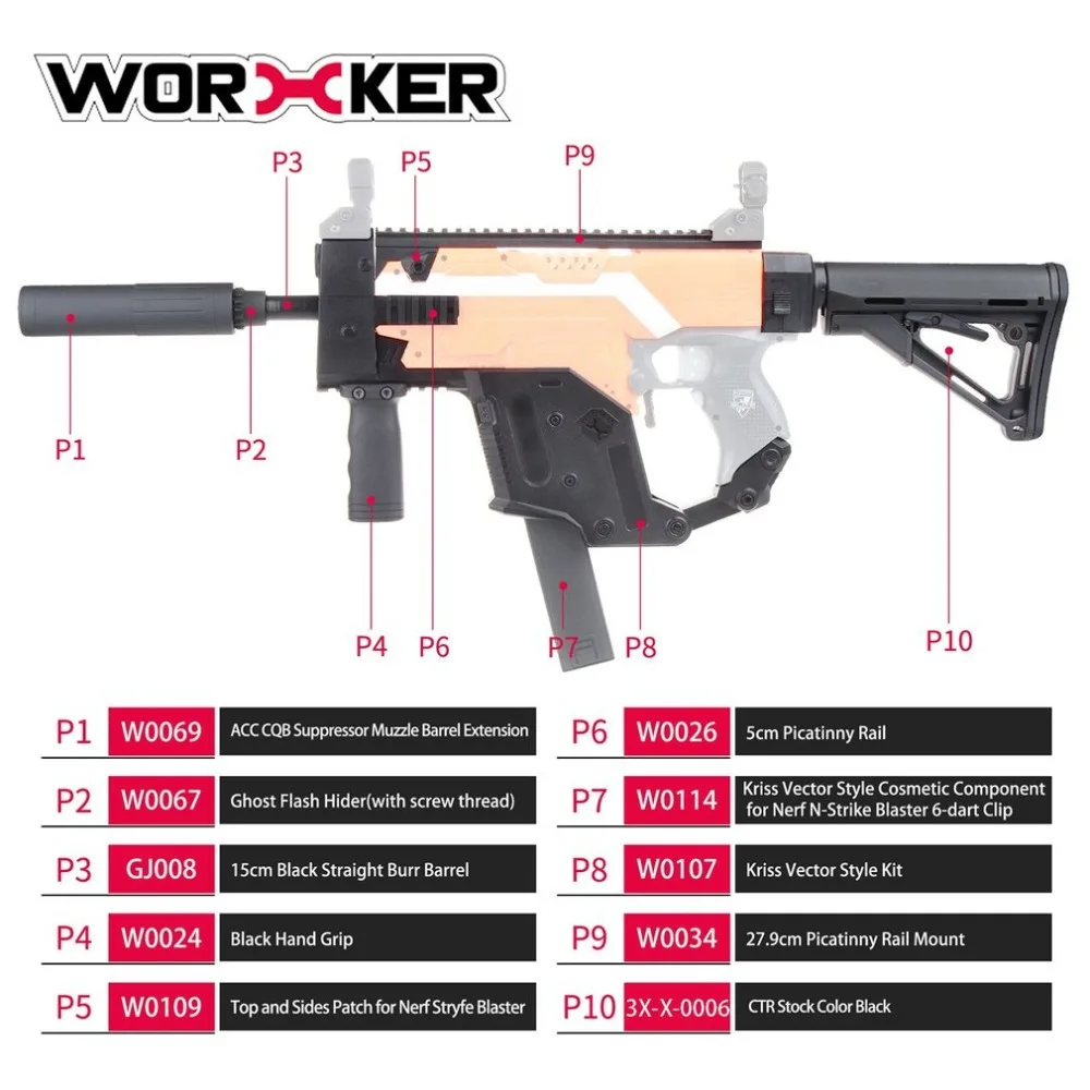 WORKER Dagger Cover обновленная версия модифицированный комплект Kriss Vector имитация комплект специально для Nerf Stryfe модифицировать игрушки