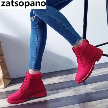 

Zatsopano Brand Plus Size 36-41 Platform Low Heel Women Ankle Boots Ladies Lace Up Sewing Autumn Shoes Female Fashion Footwear
