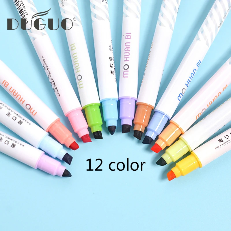 

DUGUO cute stationery Korea stationery magic color fluorescent notes pen art mark pen art set markers