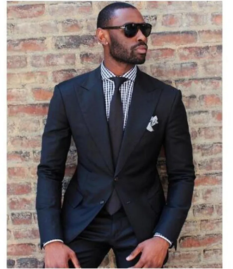Пиджак+ брюки мужской костюм Slim Fit однобортный мужской костюм s Черный новейшее пальто брюки Свадебная вечеринка Блейзер Жених смокинги Костюм Сделано
