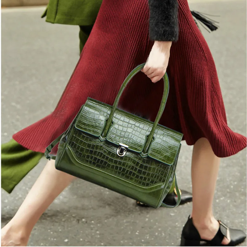 

Fashion Alligator Genuine Leather Women's Shoulder Bag Commuter OL Ladies Handbag Casual Lady Shopping Cow Leather Crossbody Bag
