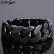 Панк-рок тяжелый металл человек браслет Для мужчин толстые цепи 24 мм широкий Для Мужчин's Браслеты для мужские черные Нержавеющая сталь ювелирные изделия прямая поставка