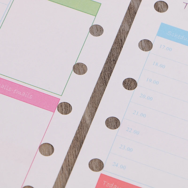 

1 Bag Colorful Loose Leaf Paper 40 Sheet A5/A6/A7 Month/Week/Day Colored Refills Notebook 6 holes Internal Pages