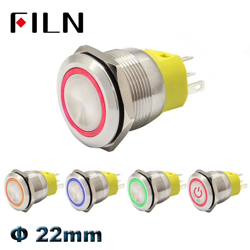 

22mm 12v 24v led red green Metal Push Button Switch power mark locking Latching Self-reset Momentary switch spdt 1NO 1NC 2no2nc