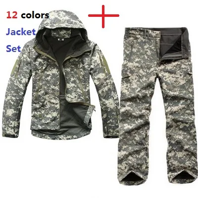 US $29.61 Men Outdoor Sport TAD Gear Soft Shell Camouflage Tactical Jacket Set Army Waterproof Hunting Clothe
