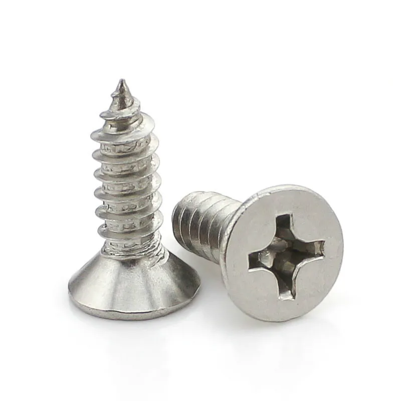 50PCS 304 Stainless Steel Countersunk Head Tapping Screws Countersunk