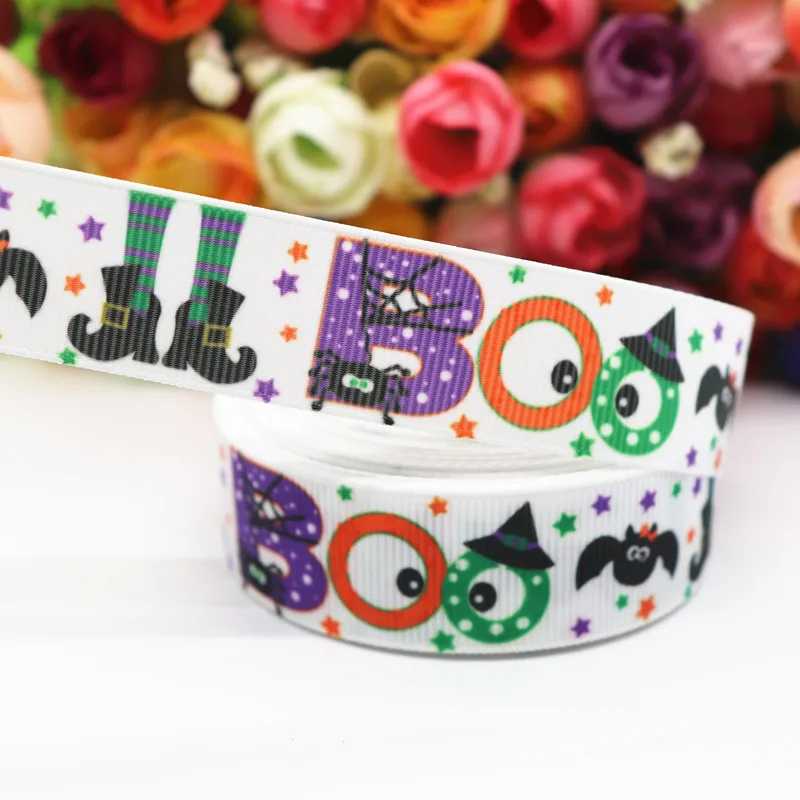 10 Yards 7/8''(22MM) Halloween Printed Grosgrain Ribbons For Hair Bows DIY Handmade Materials Y19071901