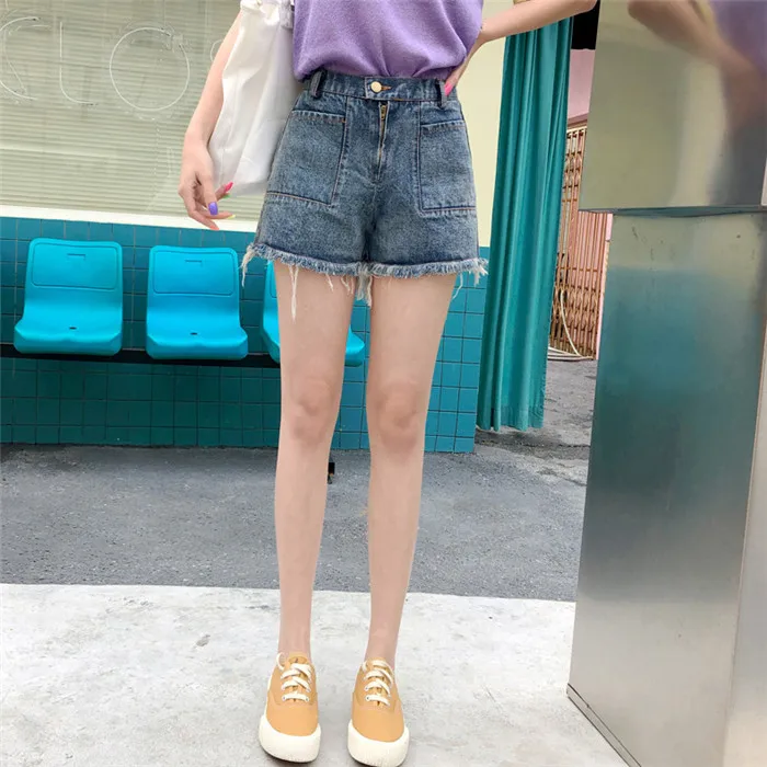 Летние джинсовые шорты с высокой талией женские 2019 Новые Модные свободные повседневные джинсовые шорты женские Ретро широкие шорты WIN862
