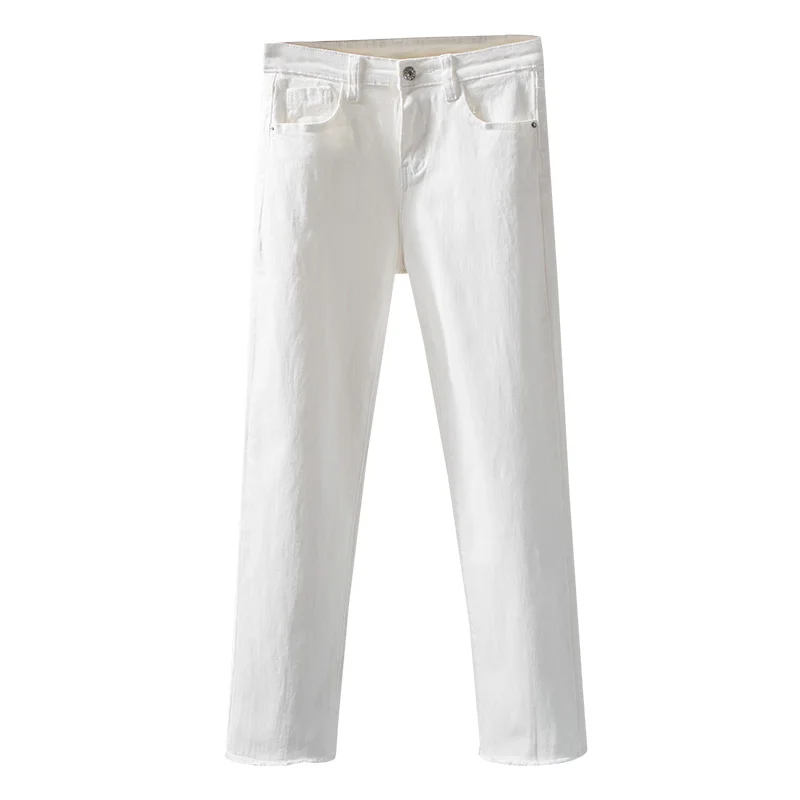 2019 Casual White Black Jeans Woman High Waist Ripped skinny Jeans For Women Plus Size Denim Mom Jeans Denim Pants jean femme
