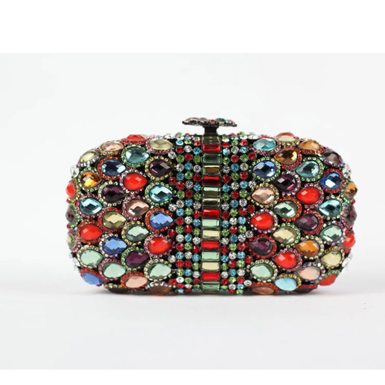 Jeweled Studded Clutch Purse Glitter Statement Crystal Clutch Bags