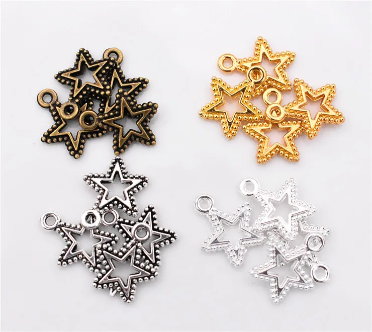 

17x15x2mm 20pcs/lot Four Colors Plated Star Charms Pendant DIY Handmade Jewelry Accessories