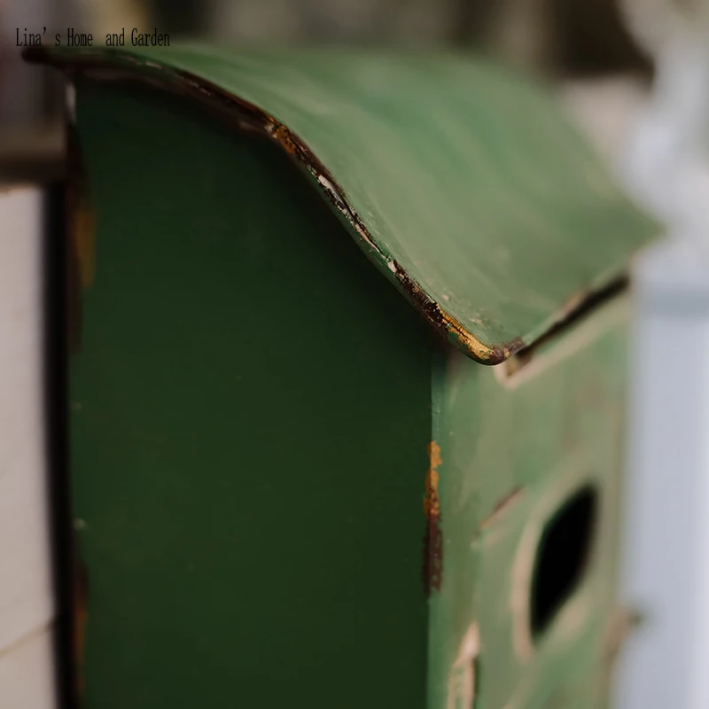 wall mounted hand made shabby chic letter box,rustic green metal mailbox (3)