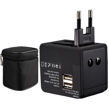 

White black 5V 2.1A Universal International Plug Adapter World Travel 2USB Power Charger Adaptor with AU US UK EU converter Plug