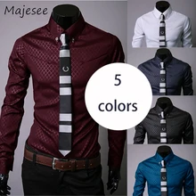 Новая мода мужские рубашки мужские однобортные Бизнес Стиль дышащие мягкие мужские рубашки с длинными рукавами тонкие однотонные 5 цветов