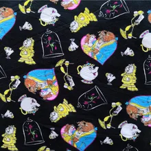 50*160 м принцесса Красавица и Чудовище стрейч лайкра вязанная хлопковая ткань для шитья «сделай сам» Лоскутная работа девочка мальчик девочка рубашка