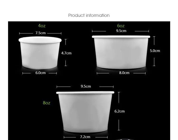 Белая бумажная миска для мороженого с арочной крышкой, одноразовые стаканчики для воды, льда, снега, вечерние принадлежности, 100 шт./лот, SK718
