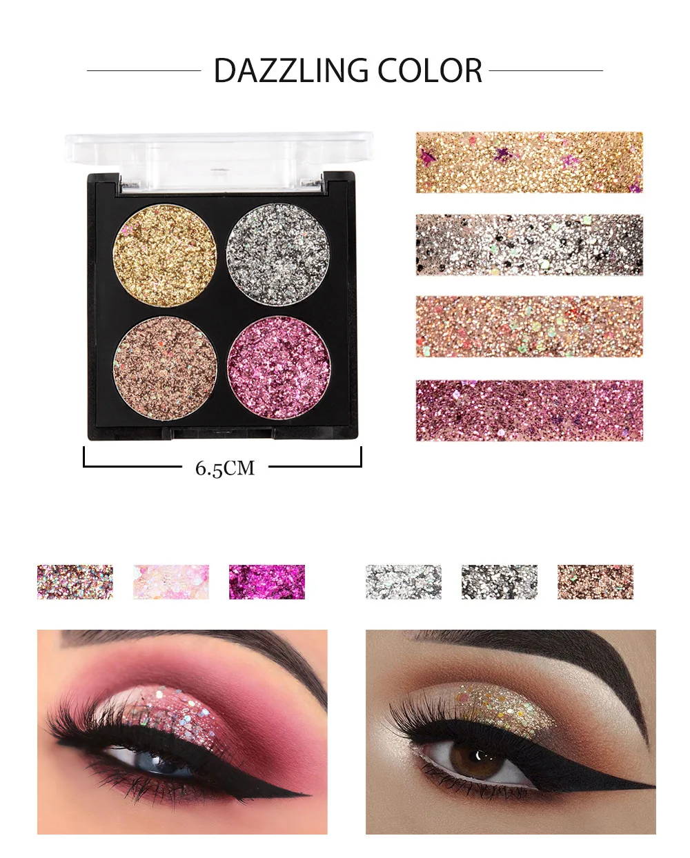 Pallete à Prova Cosméticos para Olho Handaiyan Cores Conjunto Diamante Sombra Dwaterproof Água Shinny Olho Profissional Compõem Paleta Feminino 4 - 4 Sombra de olho
