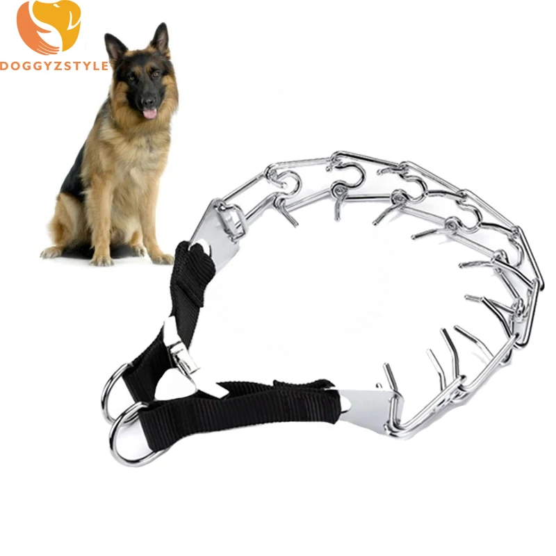 

Steel Iron Pet Dog P Chain Collar Metal Adjustable Medium Large Dog Training Collar Prong Pet Pinch Choke Necklace 60*0.4cm