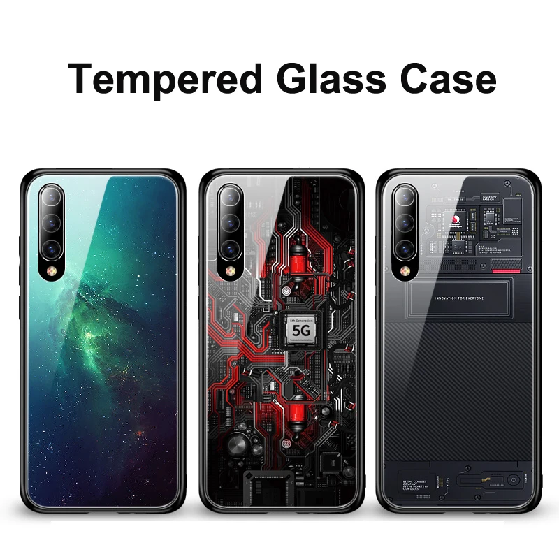 Case for Xiaomi Mi 9/ Xiaomi Mi 9 SE Tempered Glass Case for Xiaomi Mi9/ Xiaomi Mi 9SE Mi9 Case Color Simple Anti-fall Cover