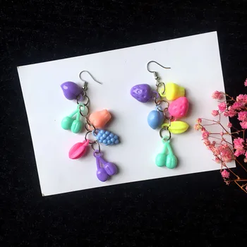 

Colorful Summer Ins Fruits Sweet Long Dangle Earrings Strawberry Personality Creative Fun Ear Drop Jewelry Gift for Women Girls