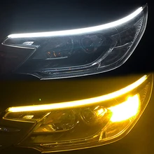 Hlxg 2x ультратонкие автомобили DRL светодиодный дневные ходовые огни белый указатель поворота желтый направляющая полоса для сборки фар Прямая поставка Hlxg 2x ультратонкие автомобили DRL светодиодный дневные ходовые огни белый указатель поворота желтый направляющая полоса для сборки фар Прямая поставка