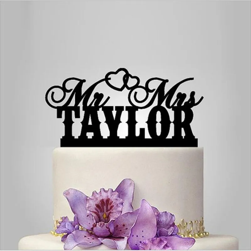 

Custom Name with Mr and Mrs Wedding Cake Toppers for Couple Personalized Cake Topper Wedding Party Decoration Anniversary Gift