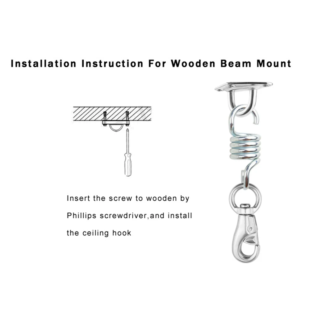 

Indoor Outdoor Ultimate Spring Accessories Swivel Hook Hammock Hanging Kit Large Load Capacity Stainless Steel Ceiling Mount