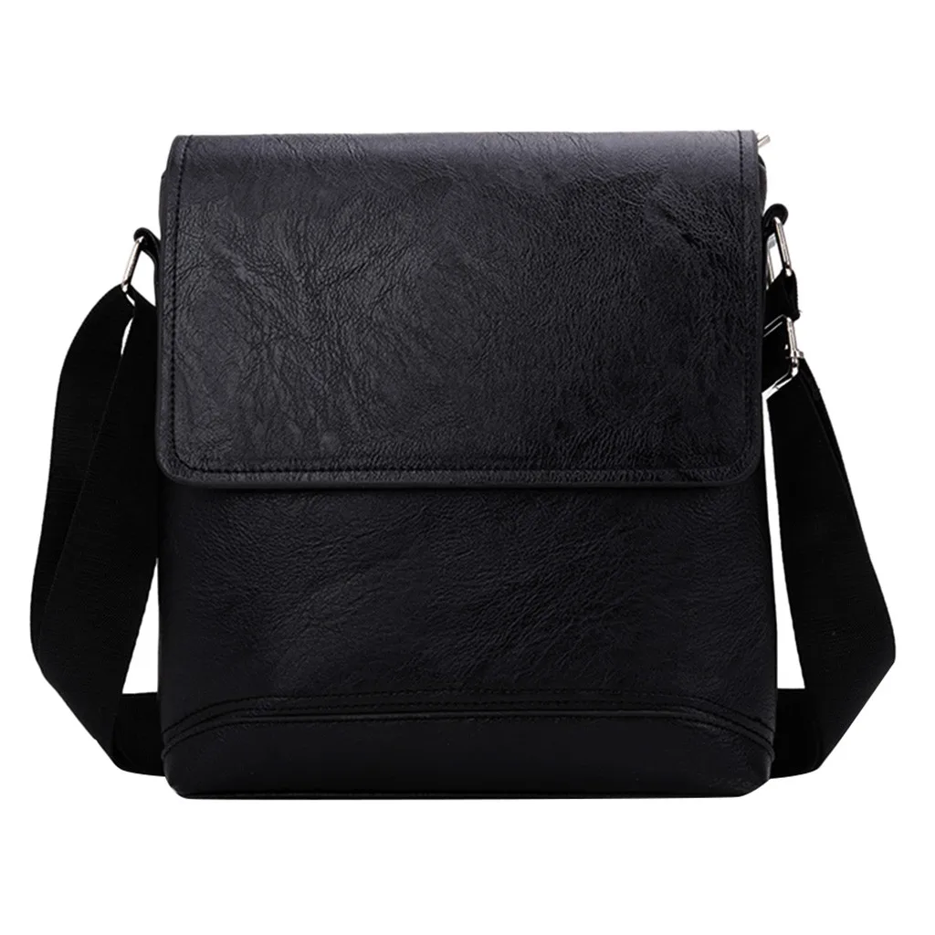 Aelicy, Мужская диагональная мягкая Синтетическая кожаная сумка, качественная дорожная сумка через плечо, повседневные Мягкие сумки, однотонный портфель, Новинка - Цвет: Black