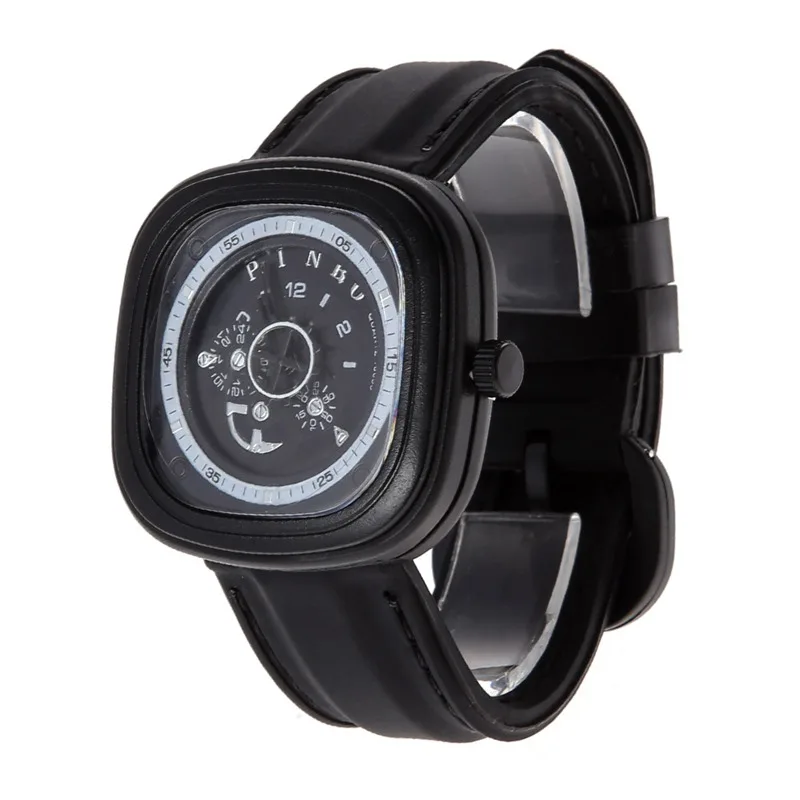 

Man Watches 2019 Gear PU Leather Strap Military Sports Watches Square Head Male Casual Quartz Wristwatches Clock relojes mujer