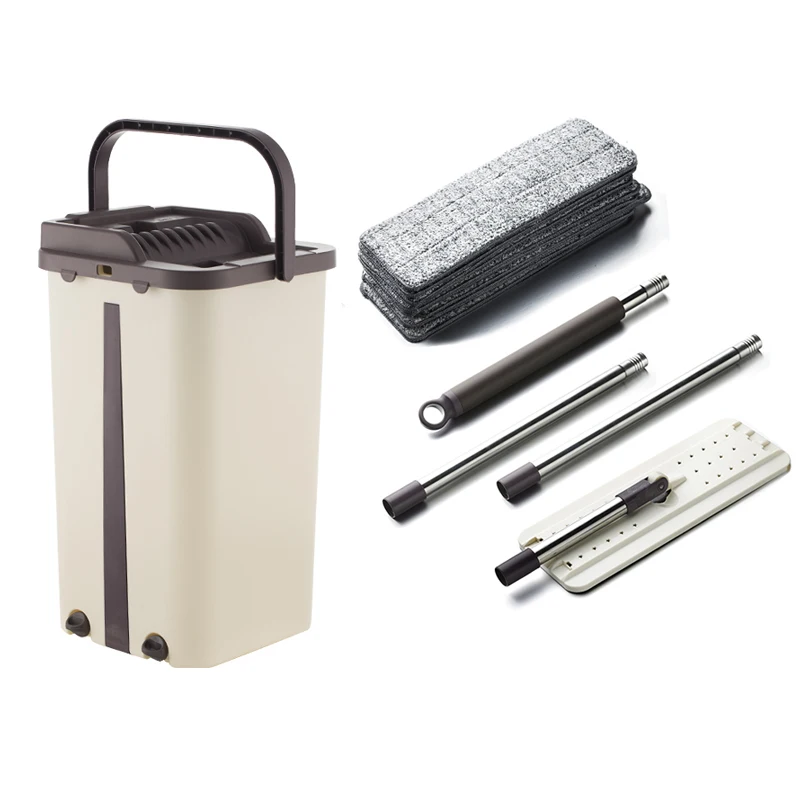 

180 Spin Mop Flat Squeeze Mop Bucket Hand Easy Wringing Floor Cleaner Mop Microfiber Mop Pads Wet or Dry