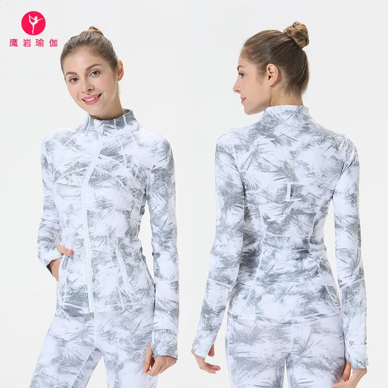 Suit Yoga Serve Zipper Stand Lead Elasticity Loose Coat Woman Close Printing Pants Speed Do Bodybuilding Clothes | Спорт и