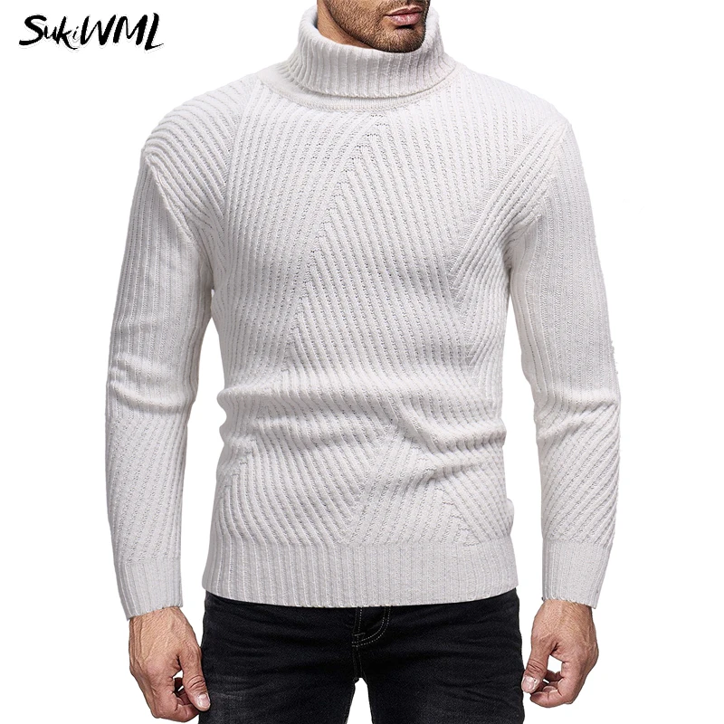 Best Price SUKIWML Turtleneck Men 2018 Brand Winter Men Turtleneck Sweater Slim Fit Mens Turtleneck Pullover Men Warm Men Knitted Sweaters