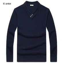 Men’s Business Casual V-Neck Knitted Wool Pullover Sweaters Autumn Winter New Long Sleeve Slim Fit Tops Plus Size 5XL M01