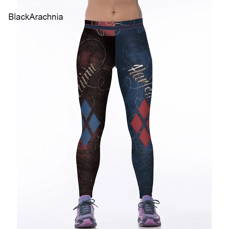 

BlackArachnia Women New Fashion Harley Quinn Printed Gym Leggings Sports High Waist Yoga Leggings Hips Push Up Tights Yoga Pants