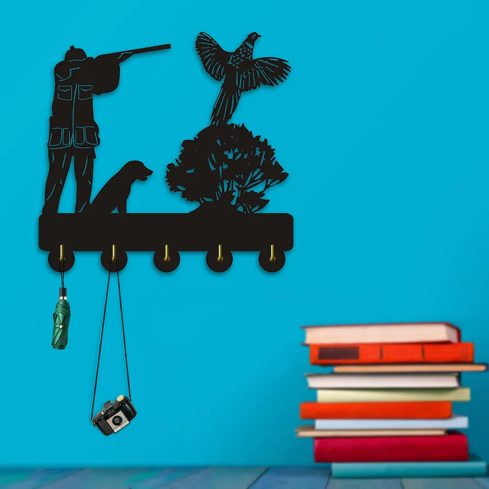 

1Piece Pheasant Hunter Scene Wall Decor Hooks Household Decor Hooks Multi-purpose Wall Coat Bags Clothes Hook Keys Holder